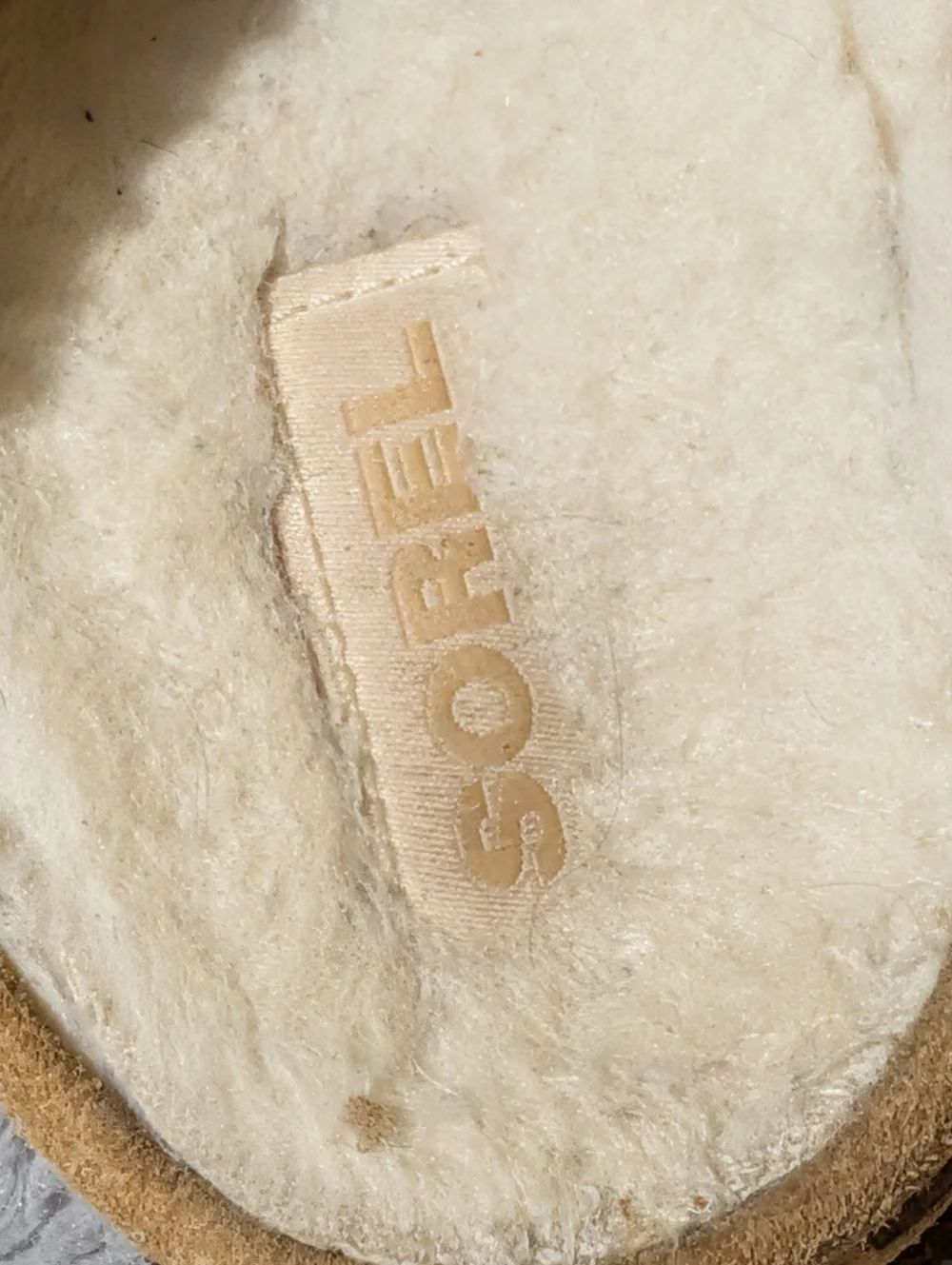 Sorel Suede Slip-On Slippers in Camel and Cream Kids Size 3